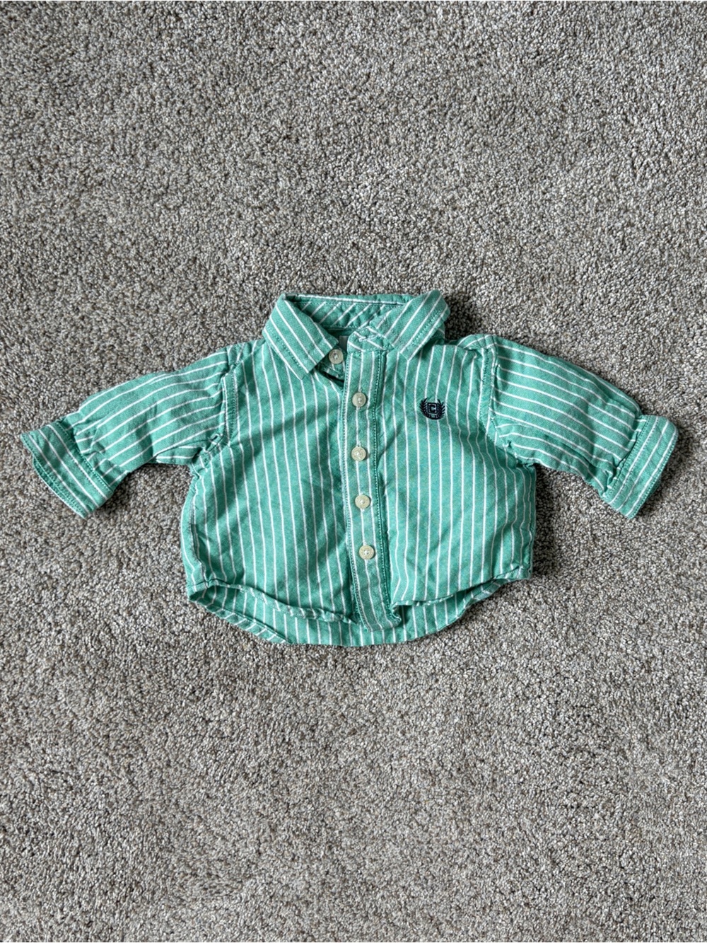 Chaps Button Down Shirt Newborn Baby Stripes Green Preppy